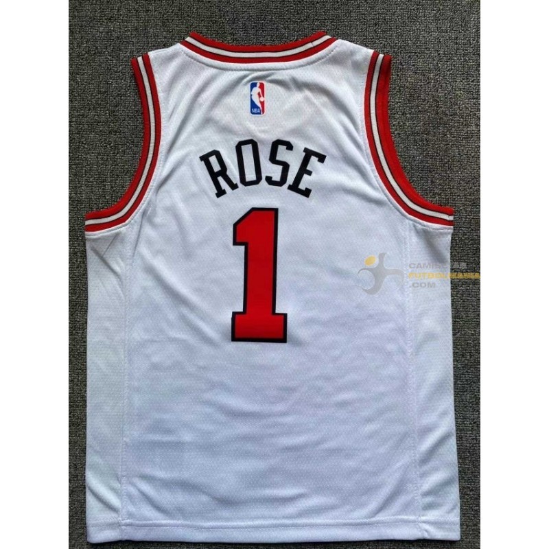 camisetas NBA ninos Chicago Bulls ROSE Blanco baratas